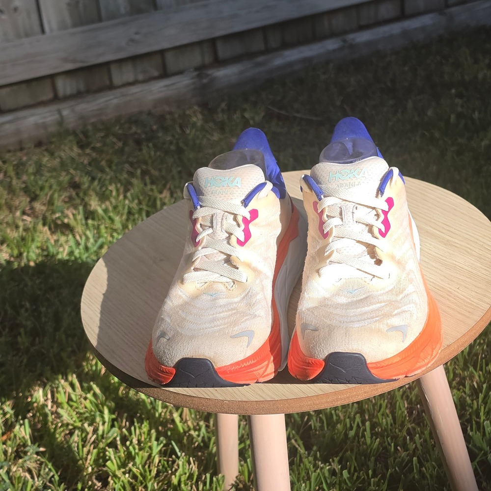 Hoka Arahi 6 Running Shoes Peach Orange Blue Stability Sneakers Womens 11B - Picture 2 of 10